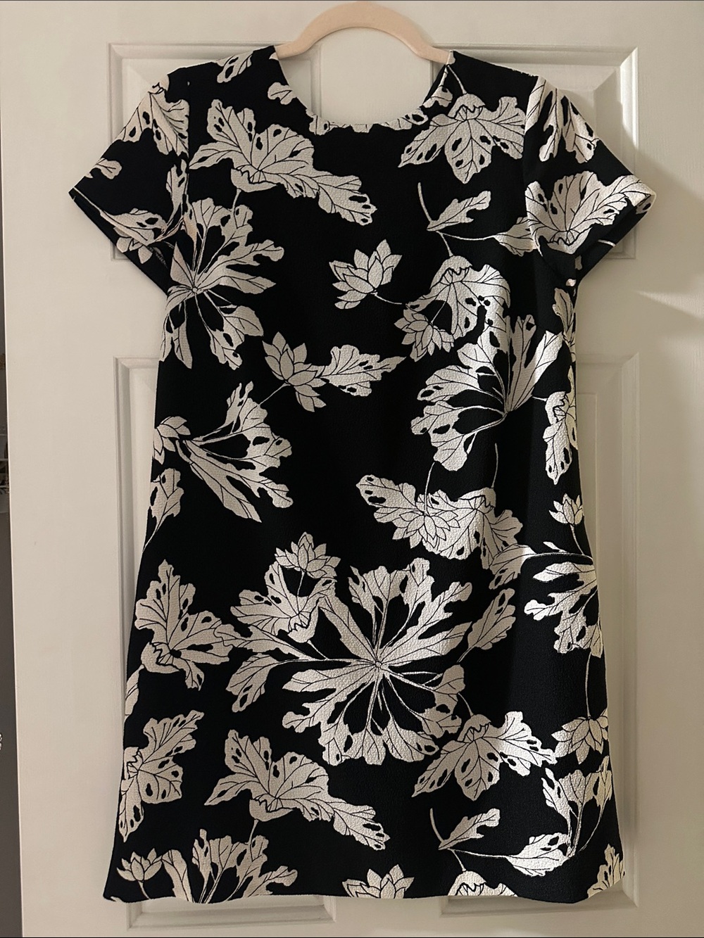 Banana Republic Black and White Floral Mini Shift Dress